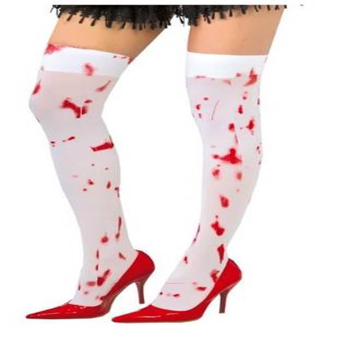 Bloody White Halloween Knee-Length Stockings - One Size