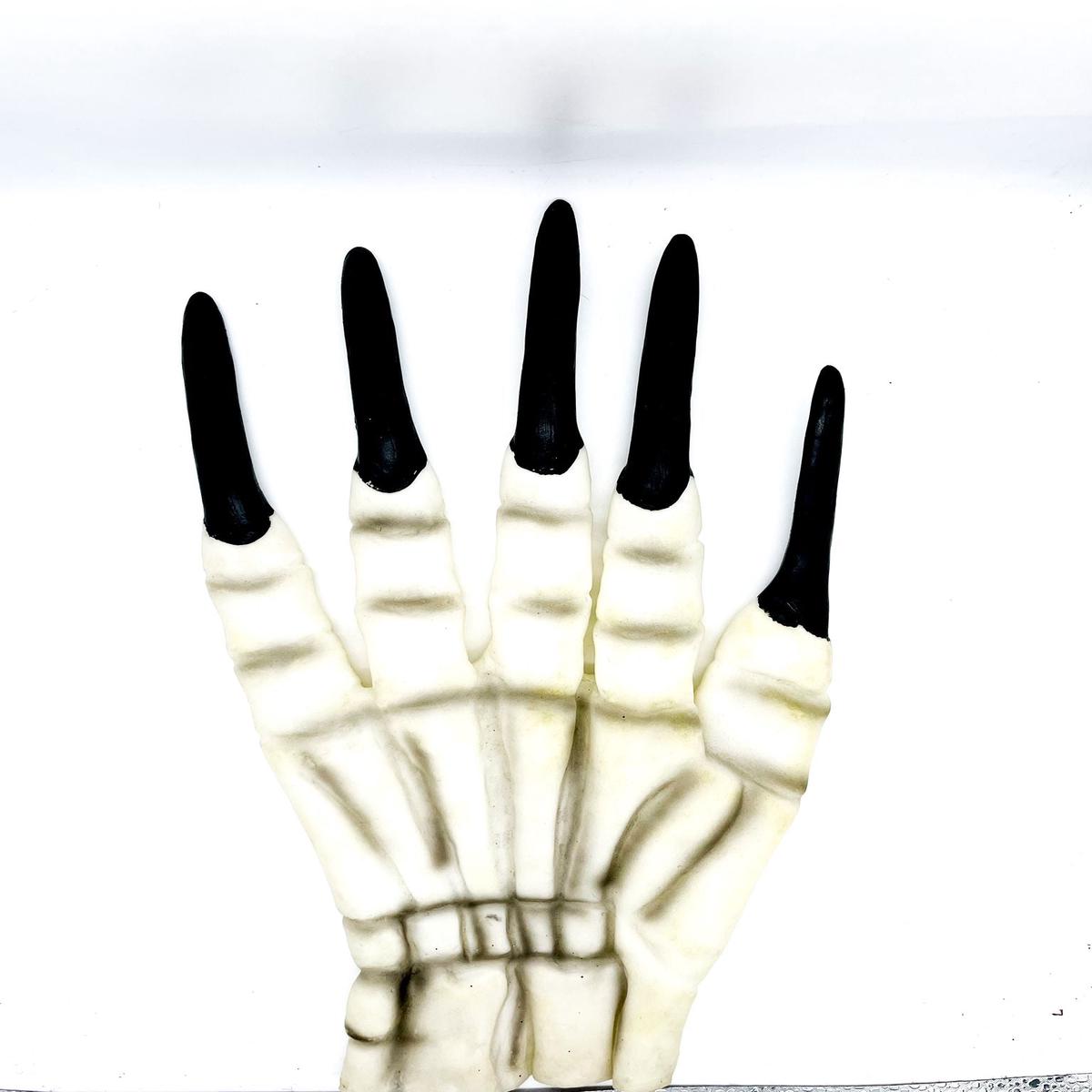 Rubber Skeleton Hands Bones with Black Nails Halloween Accessories