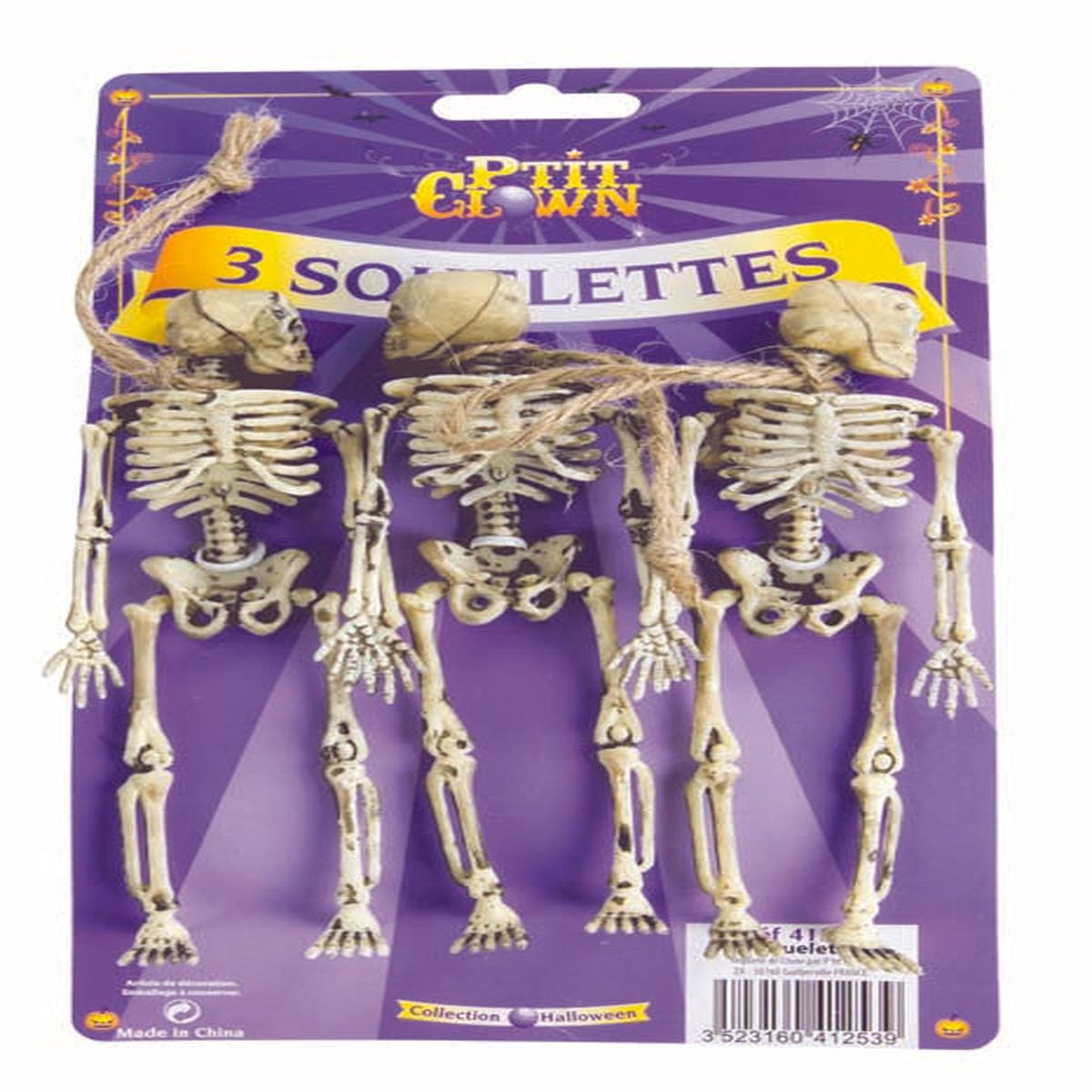 Set of 3 Hanging Skeletons 14cm Halloween Ornaments