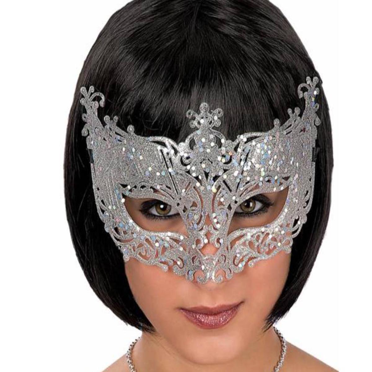 Silver Eye Mask With Glitter