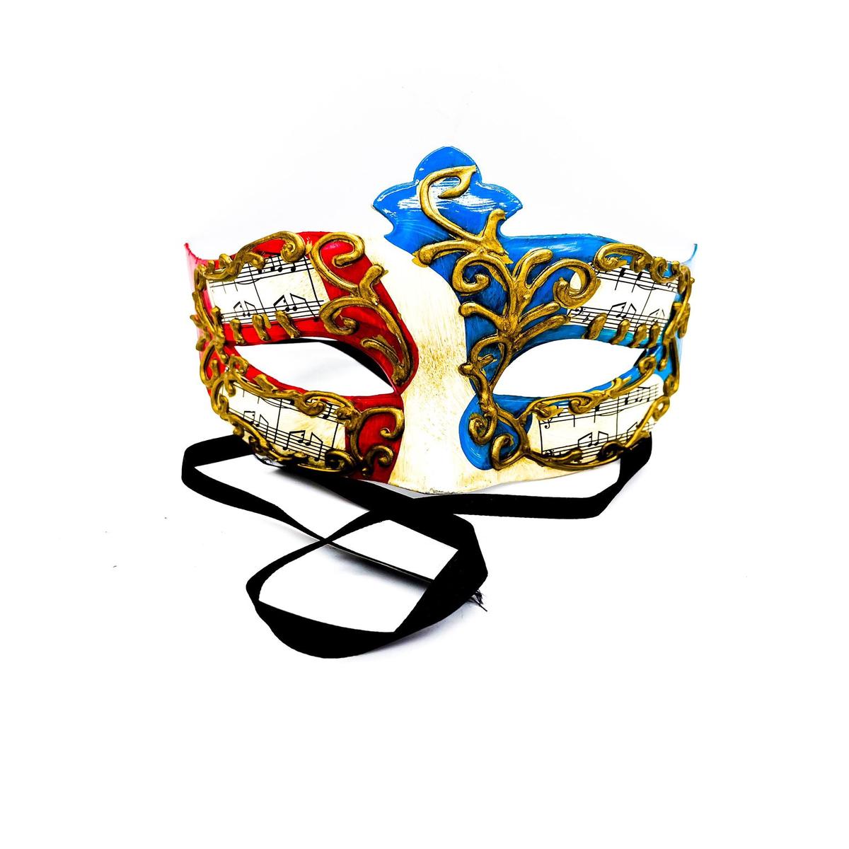 Venetian Mask Beige Red and Turquoise for Eyes 22x6cm Carnival Masks