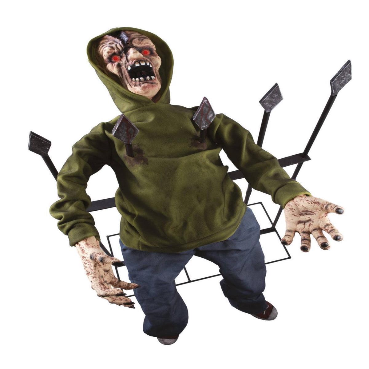 Animated Impaled Zombie Halloween Decoration with Lights and Sounds 140cm