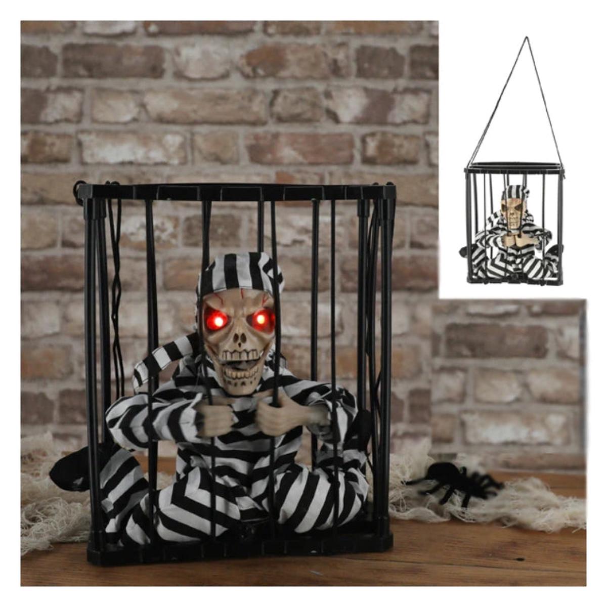 Animated Prisoner Halloween Decoration with Sounds and Lights 28cm