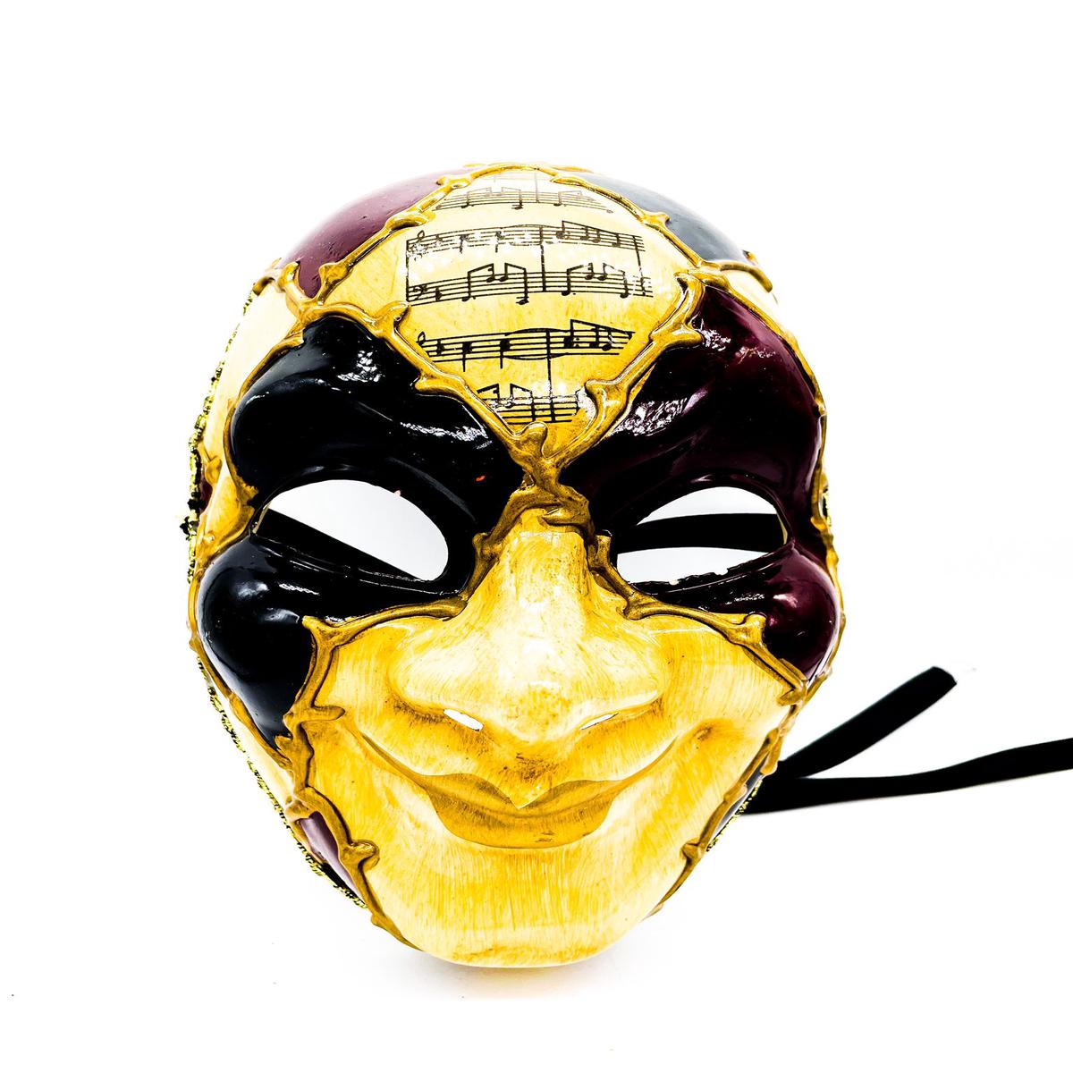 Beige and Bordeaux Venetian Mask Decorated 24cm Carnival Masks