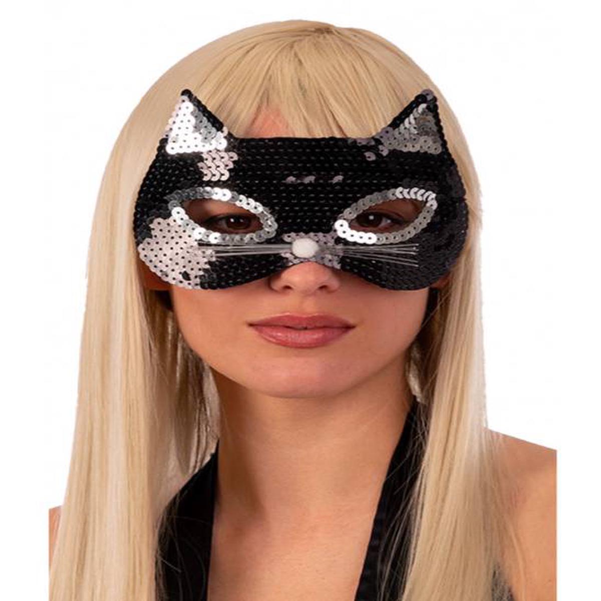 Black and Silver Glitter Cat Eye Mask