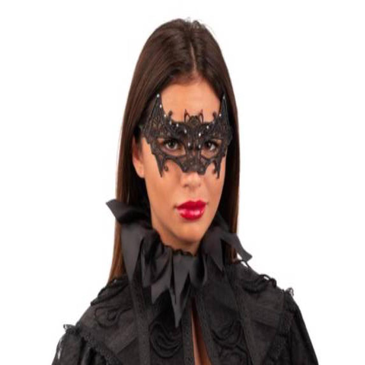 Black Macrame Bat Halloween/Carnival Mask in Fabric