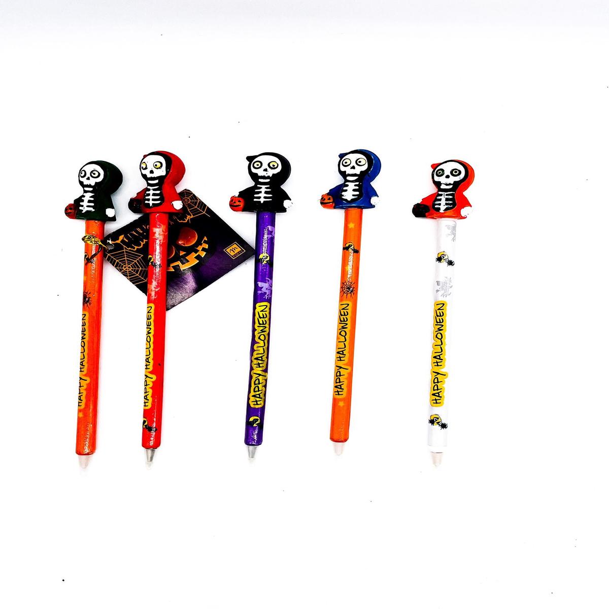 Black Pen Skeletons with Pumpkin Assorted Halloween Accessories