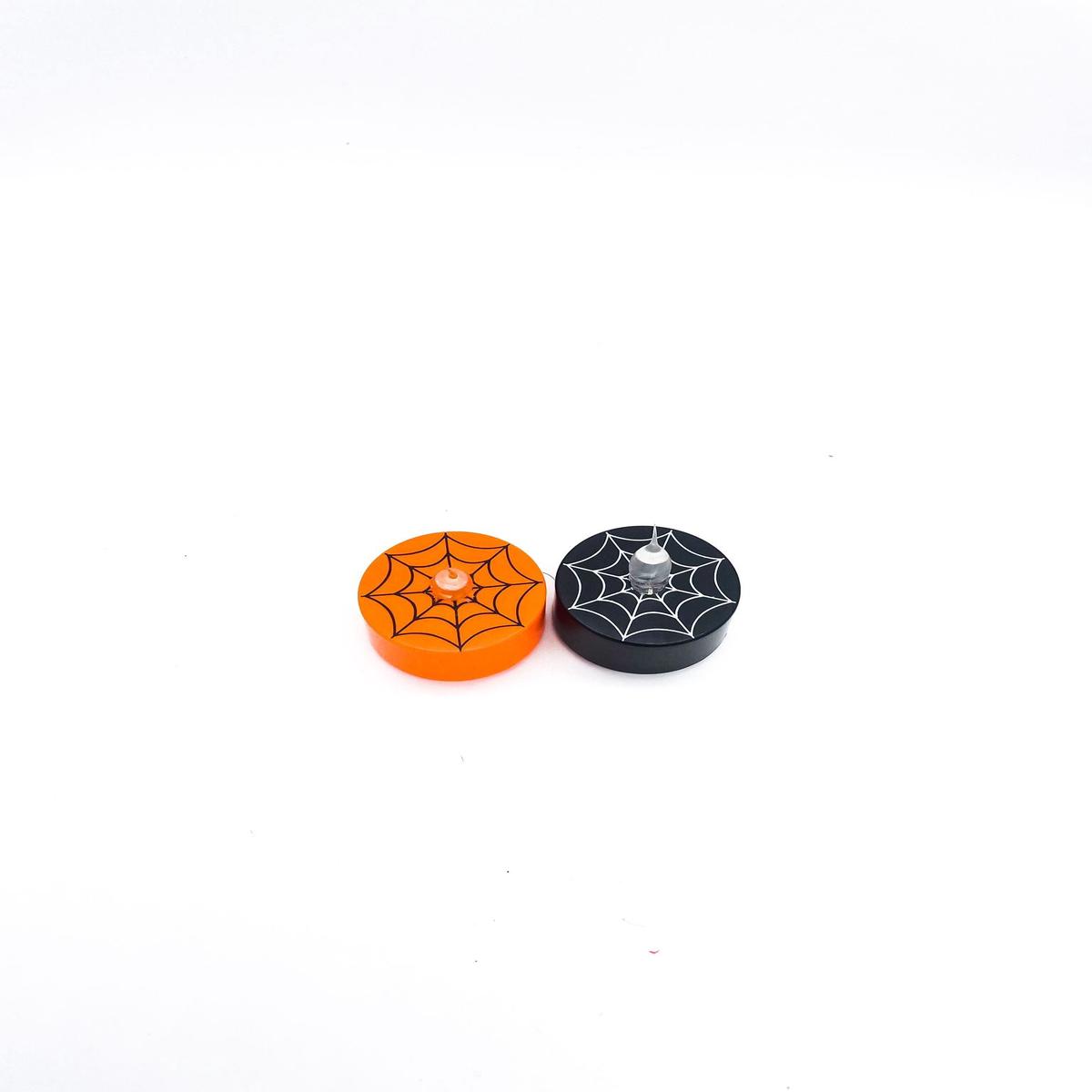 Set of 2 Tealight Candles with Spider Web Halloween Ornaments