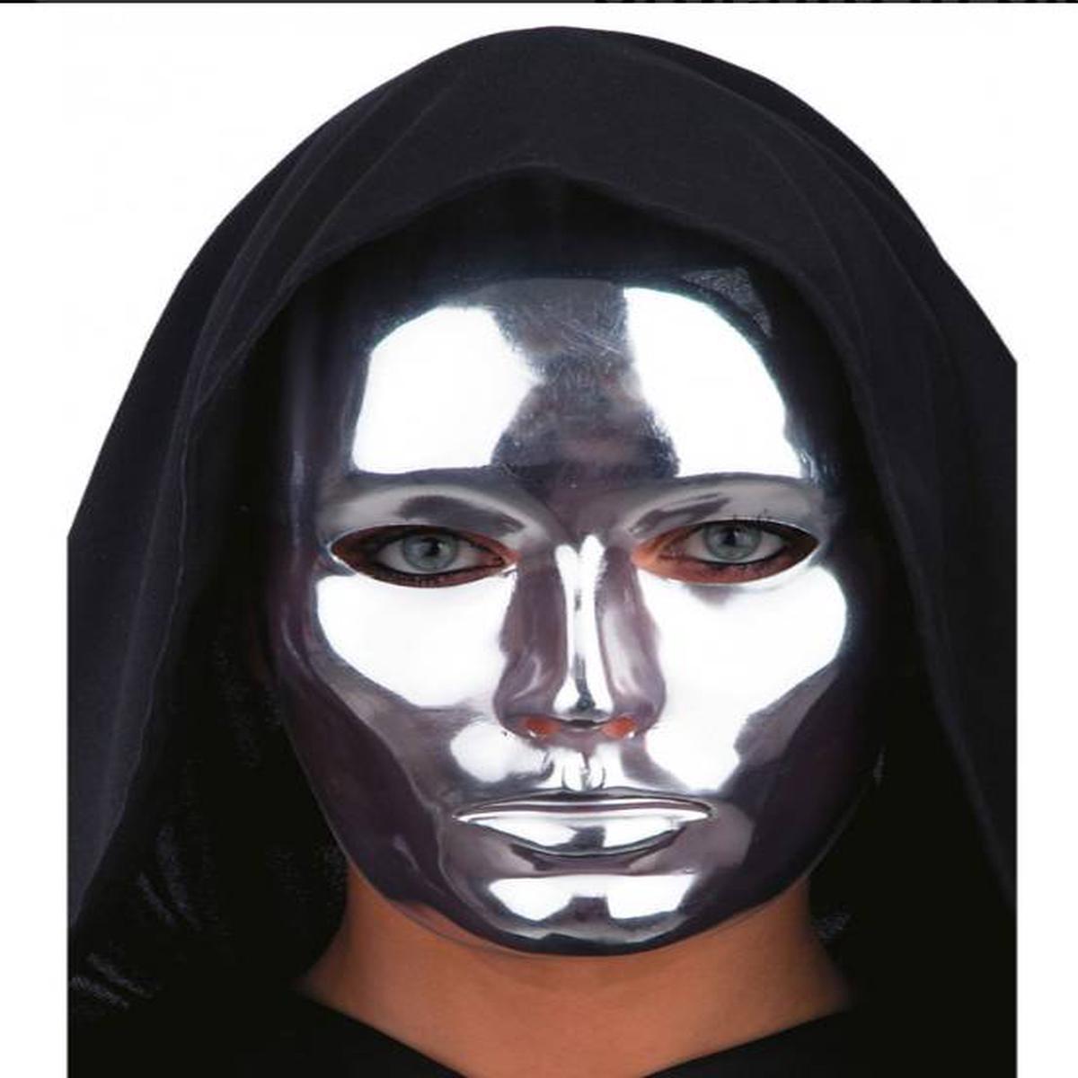 Silver Metallic Mask With Hood