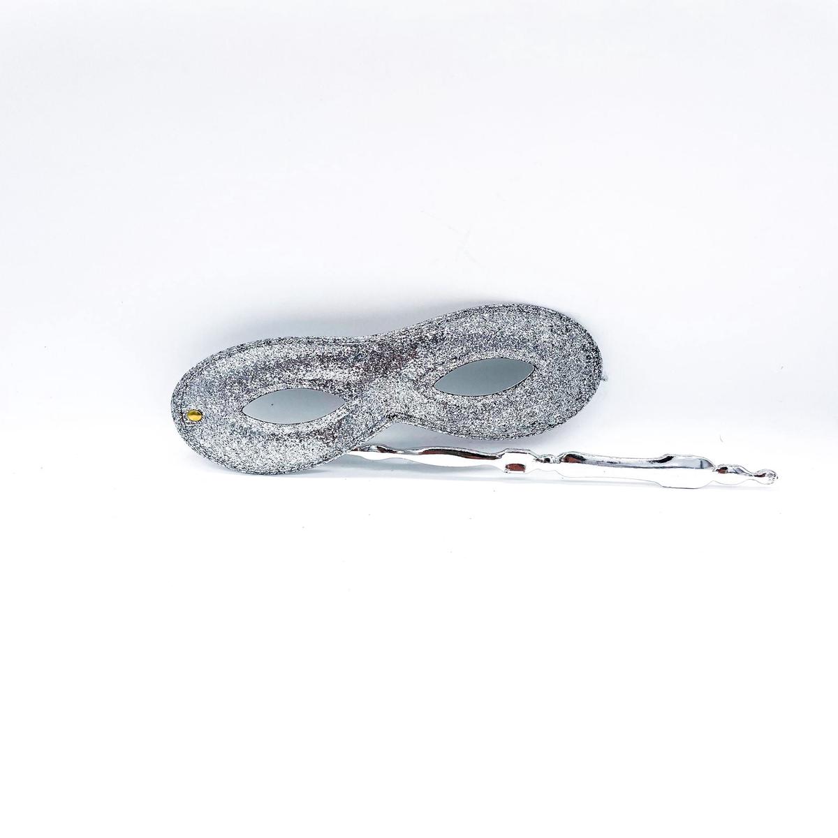 Silver Rod Mask with Glitter for Eyes Carnival Masks
