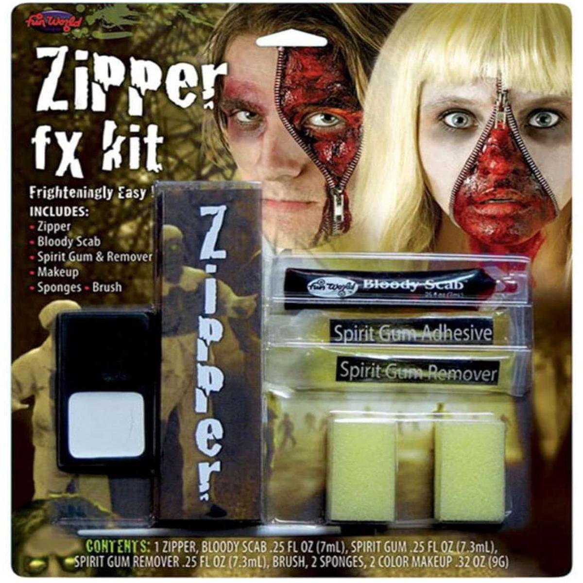 Zipper Kit on Bloody Face Halloween Makeup