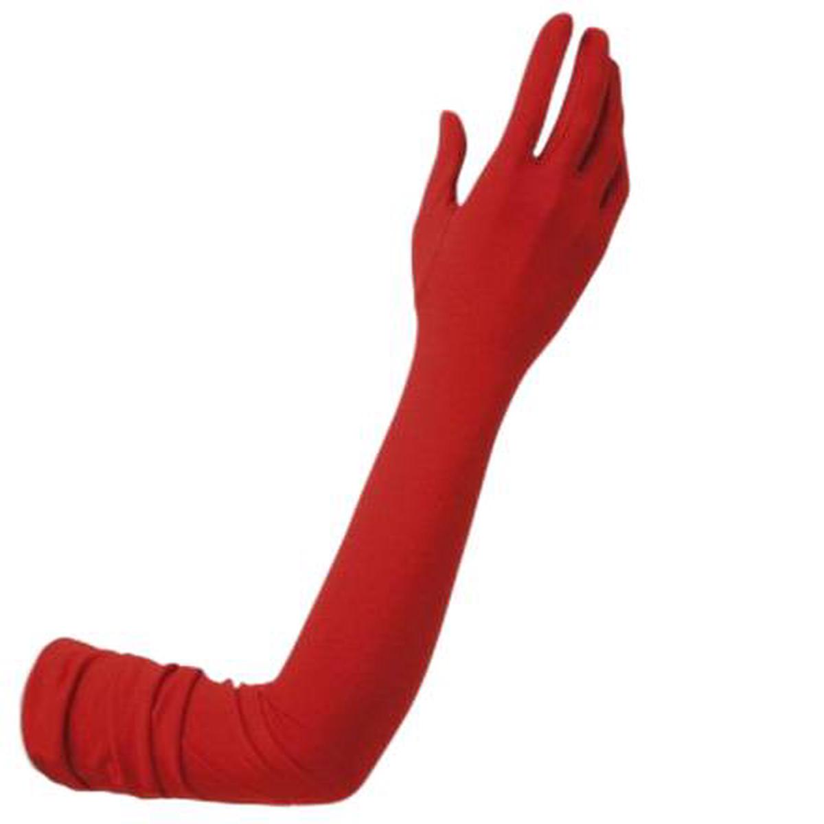 60cm Long Red Satin Gloves