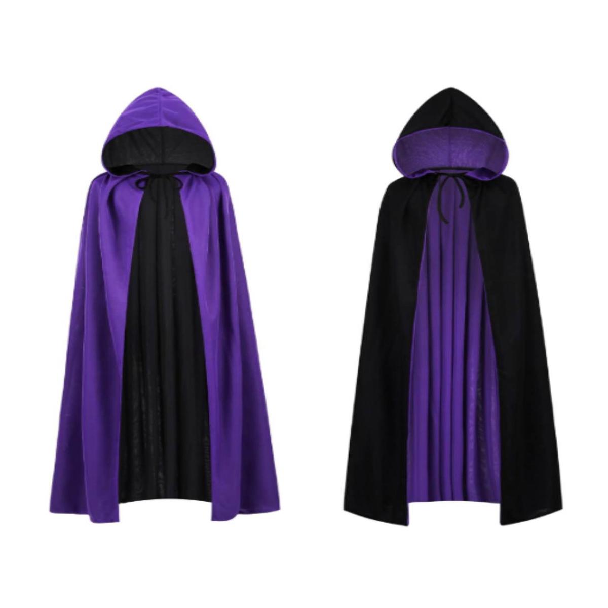 Adult Double-Sided Cloak, Black and Purple, 120cm