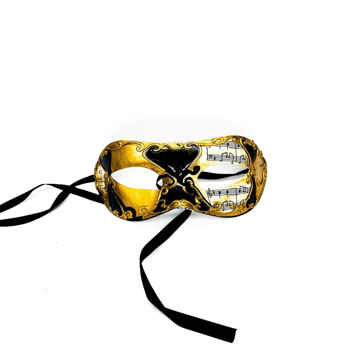 Beige and Black Venetian Eye Mask 22x6cm Carnival Masks