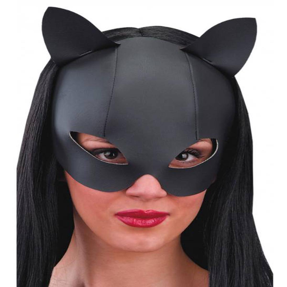 Black Faux Leather Cat Mask