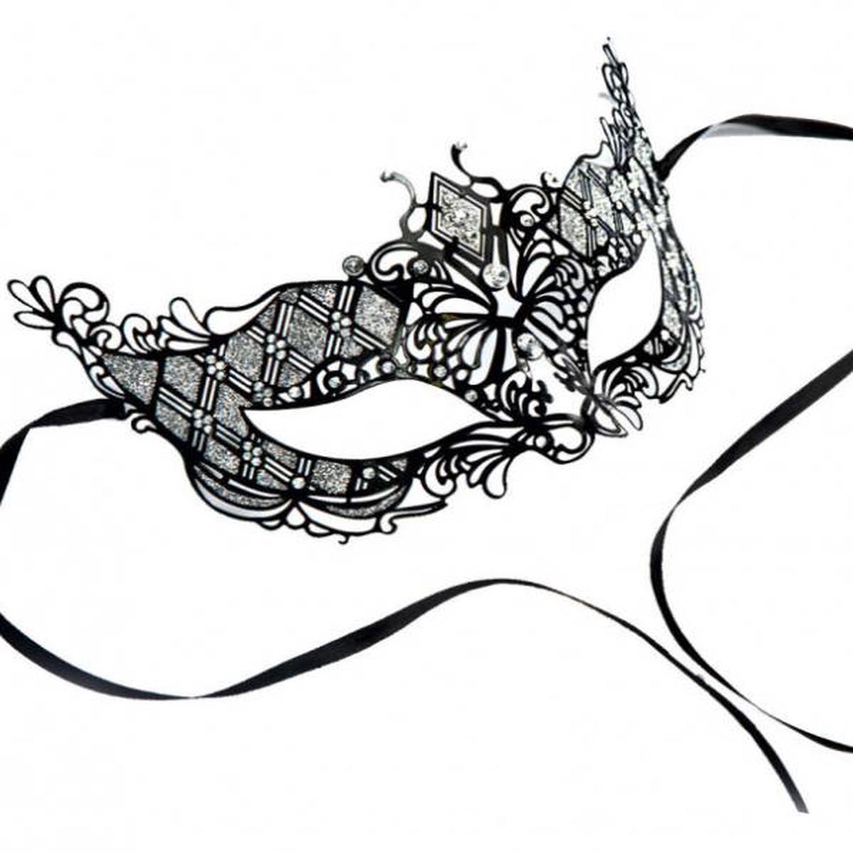 Black Metal Eye Mask with Glitter