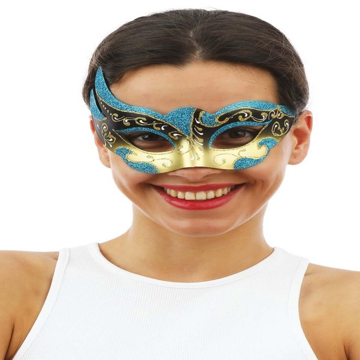 Blue Venetian Mask Halloween and Carnival Accessory