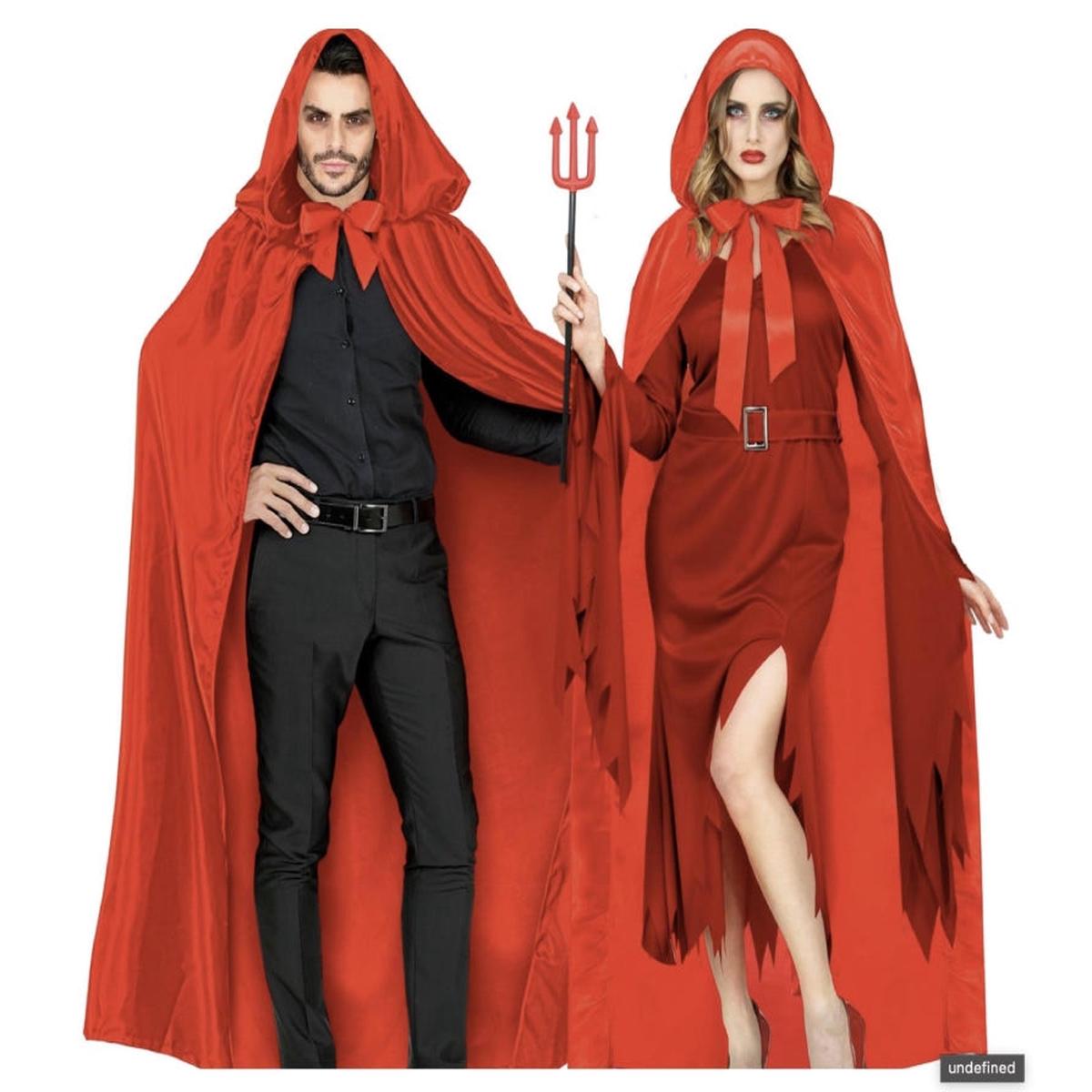Red Satin Hooded Cloak 145cm