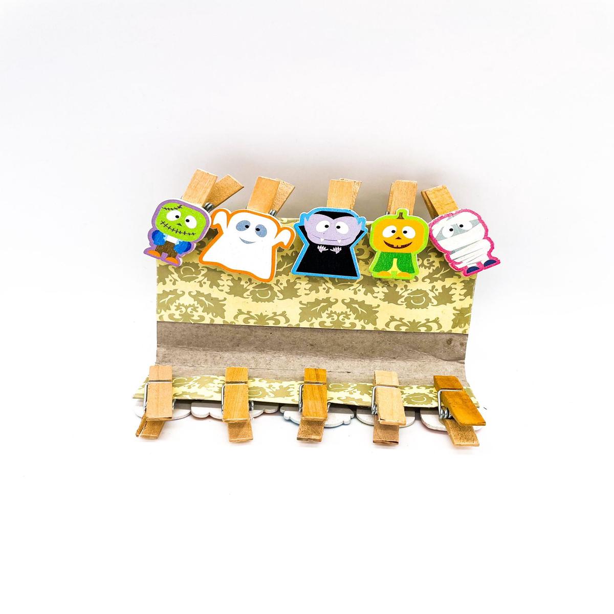 Set of 10 Wooden Clothespins Mixed Figures Halloween Ornaments