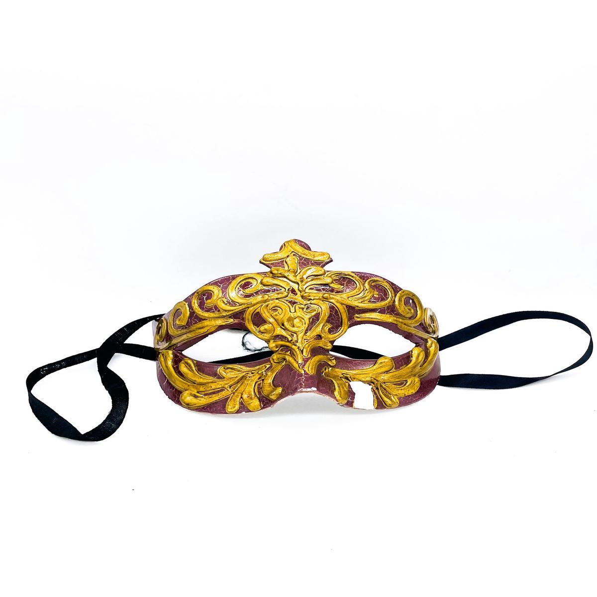 Venetian Burgundy Eye Mask Decorated Carnival Masks