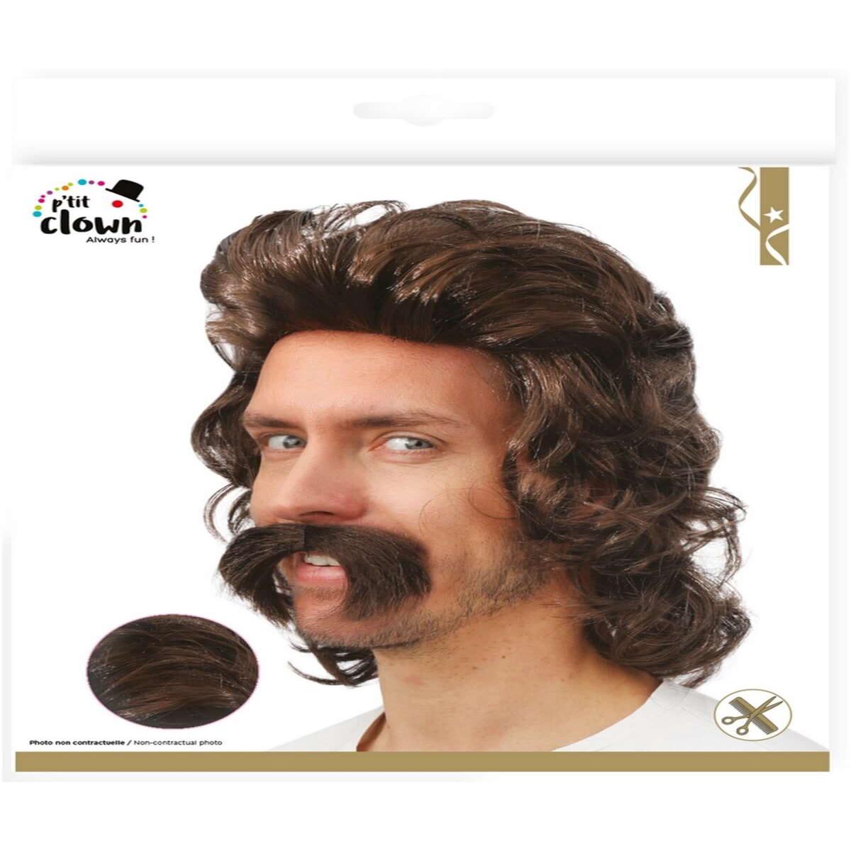 Wig with Mustache Halloween and Carnival Accessory