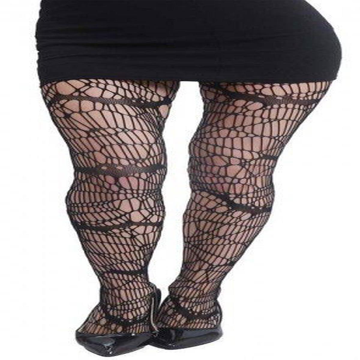 Women's Black Frayed Tights Halloween Accessories