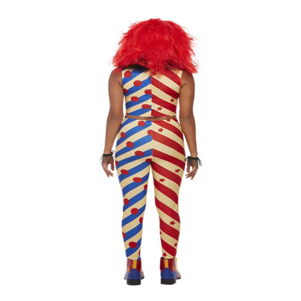 Women's Red and Blue Clown Halloween Costume Size M