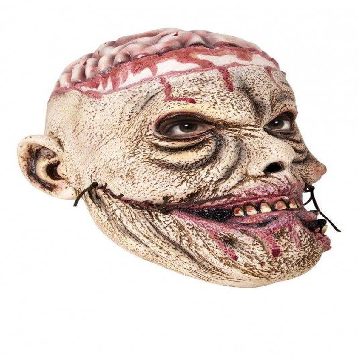 Zombie With Brain Adult Halloween Latex Mask