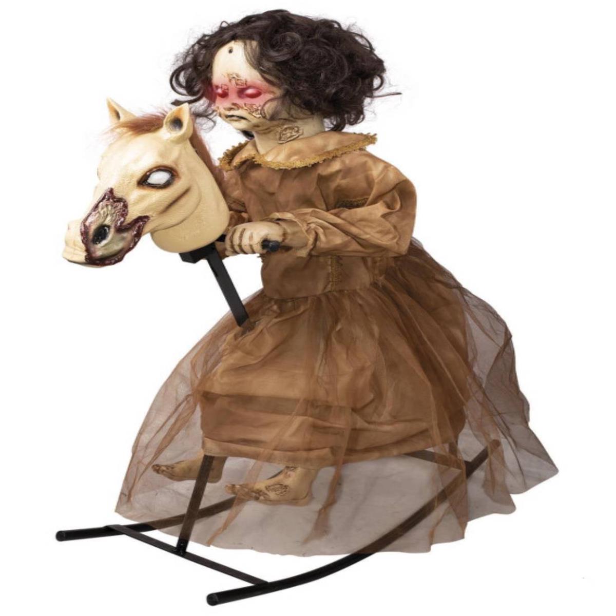 Animated Halloween Decoration Horror Doll with Rocking Horse 1m