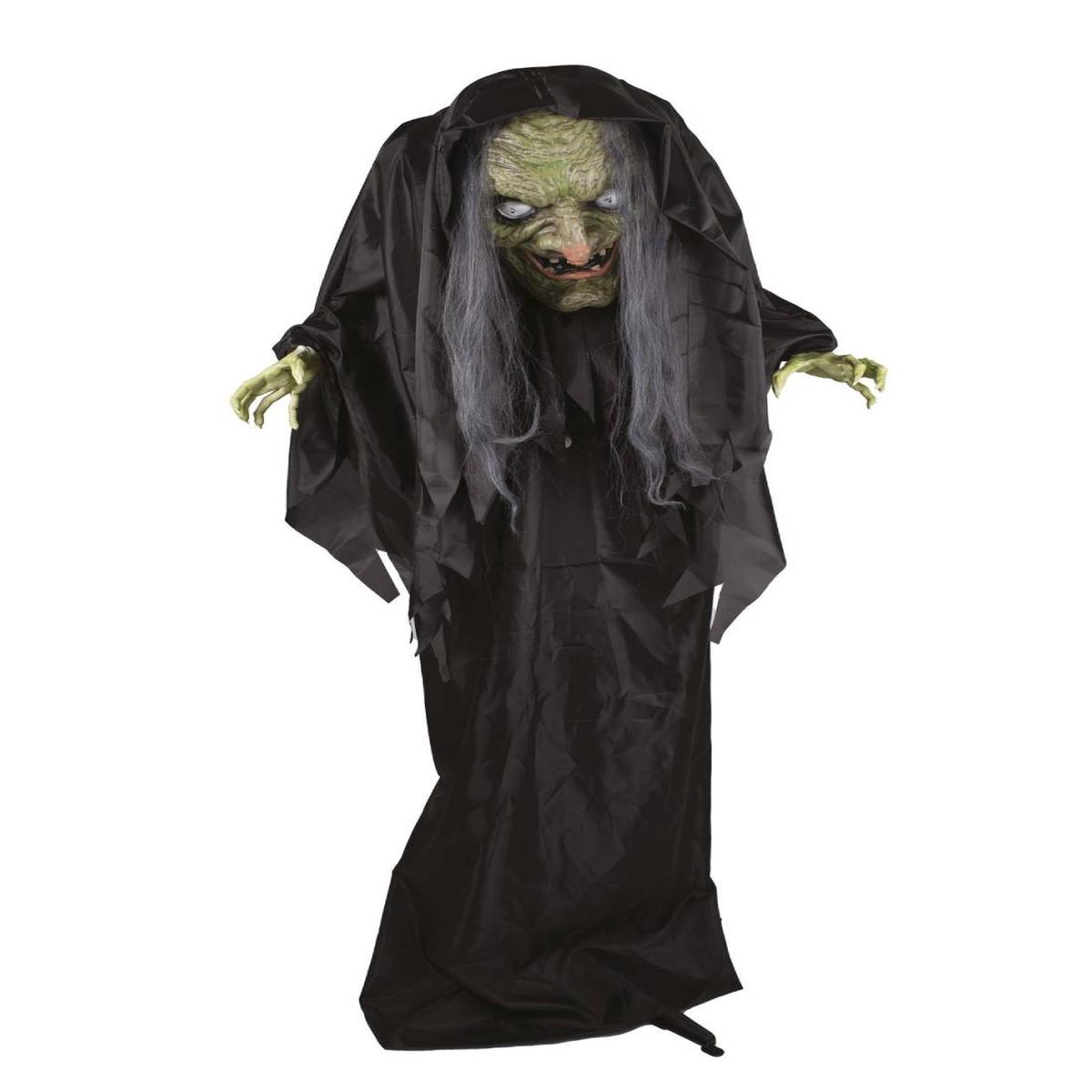 Animated Hunchback Witch Halloween Decoration with Sounds and Lights 160cm
