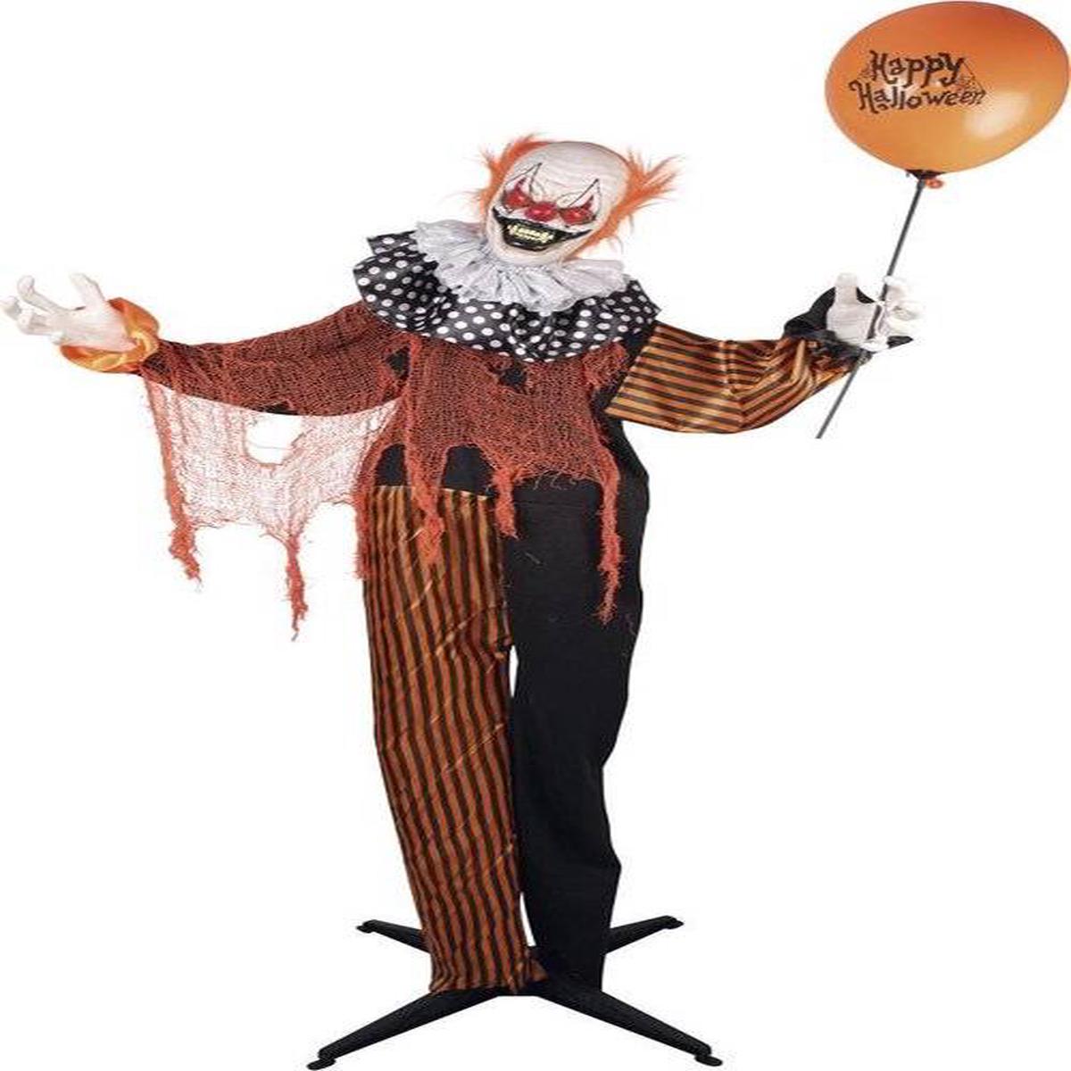 Animated Killer Clown Halloween Decoration with Sounds and Lights 1.66m