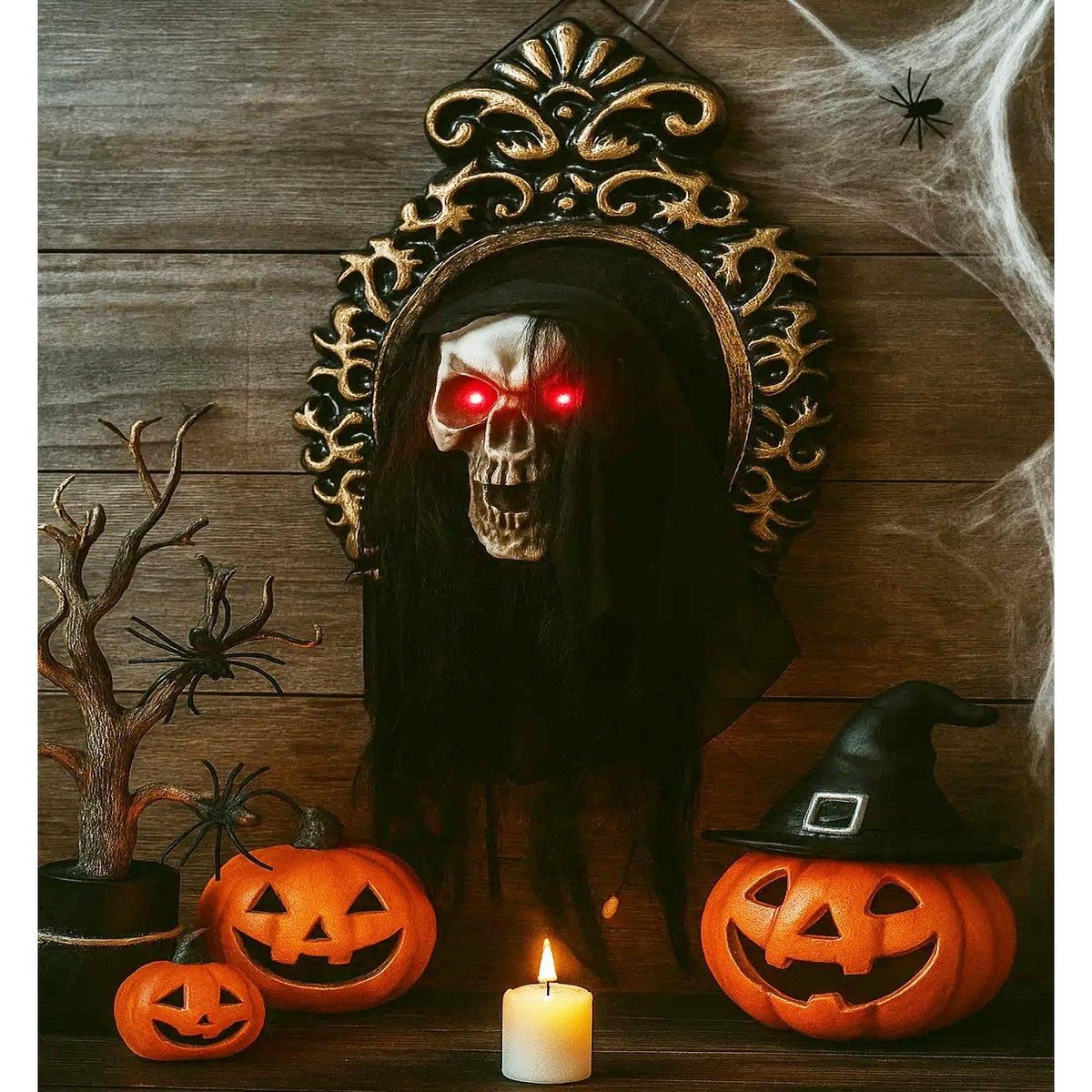 Animated Witch Halloween Mirror 57cm