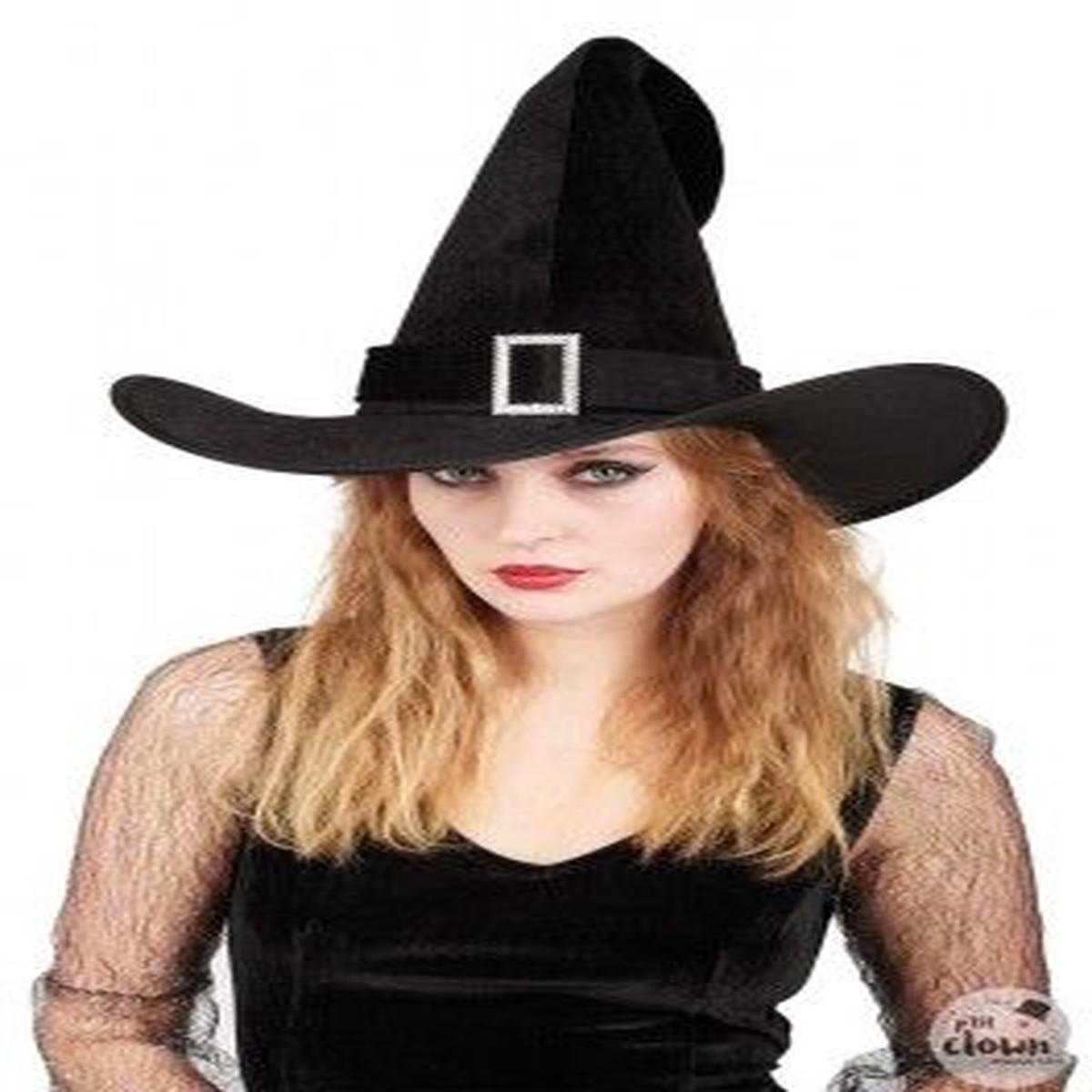 Black Velvet Witch Hat - Halloween Accessories