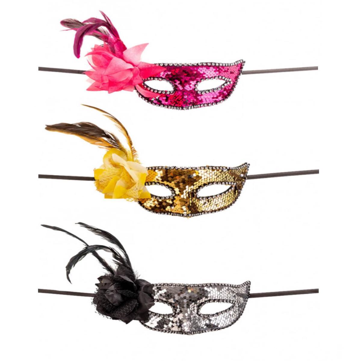 Carnival Mask with Sequins and Flower