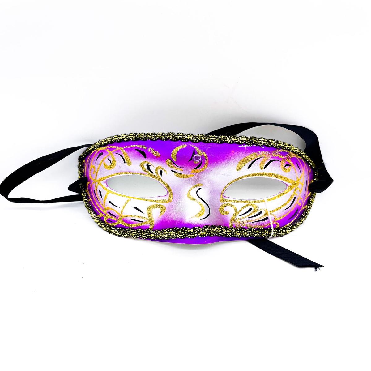 Purple Venetian Mask with Gold Glitter for Eyes 22x8cm Carnival Masks