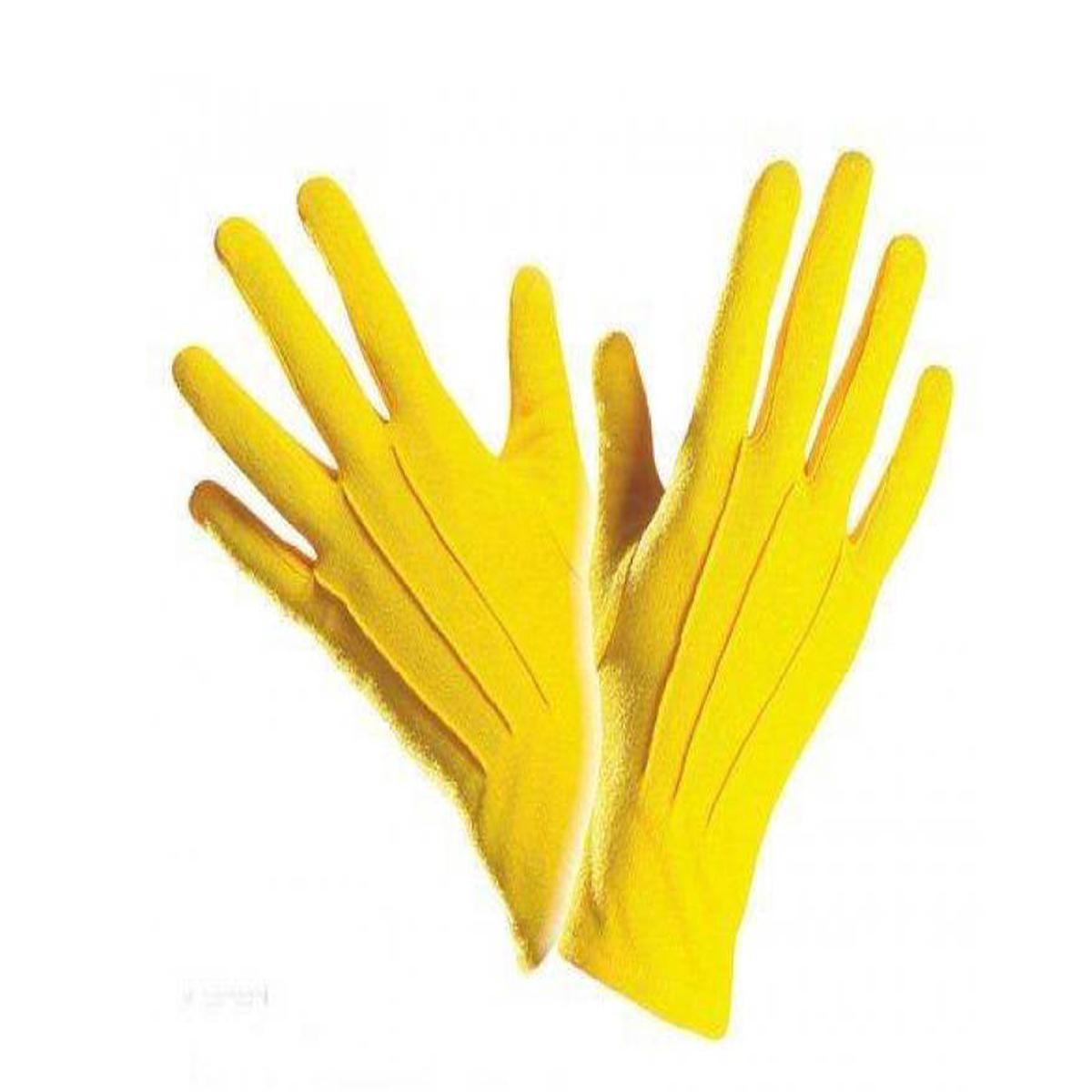 Short Yellow Cotton Carnival Gloves 25cm