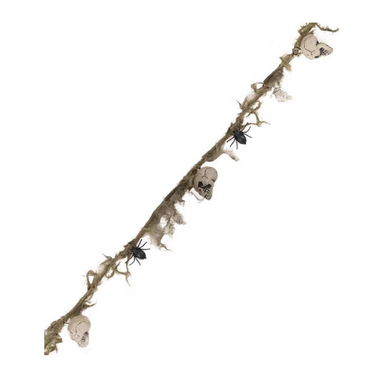 Skull Garland with Cobwebs and Spiders 200cm Halloween Ornaments