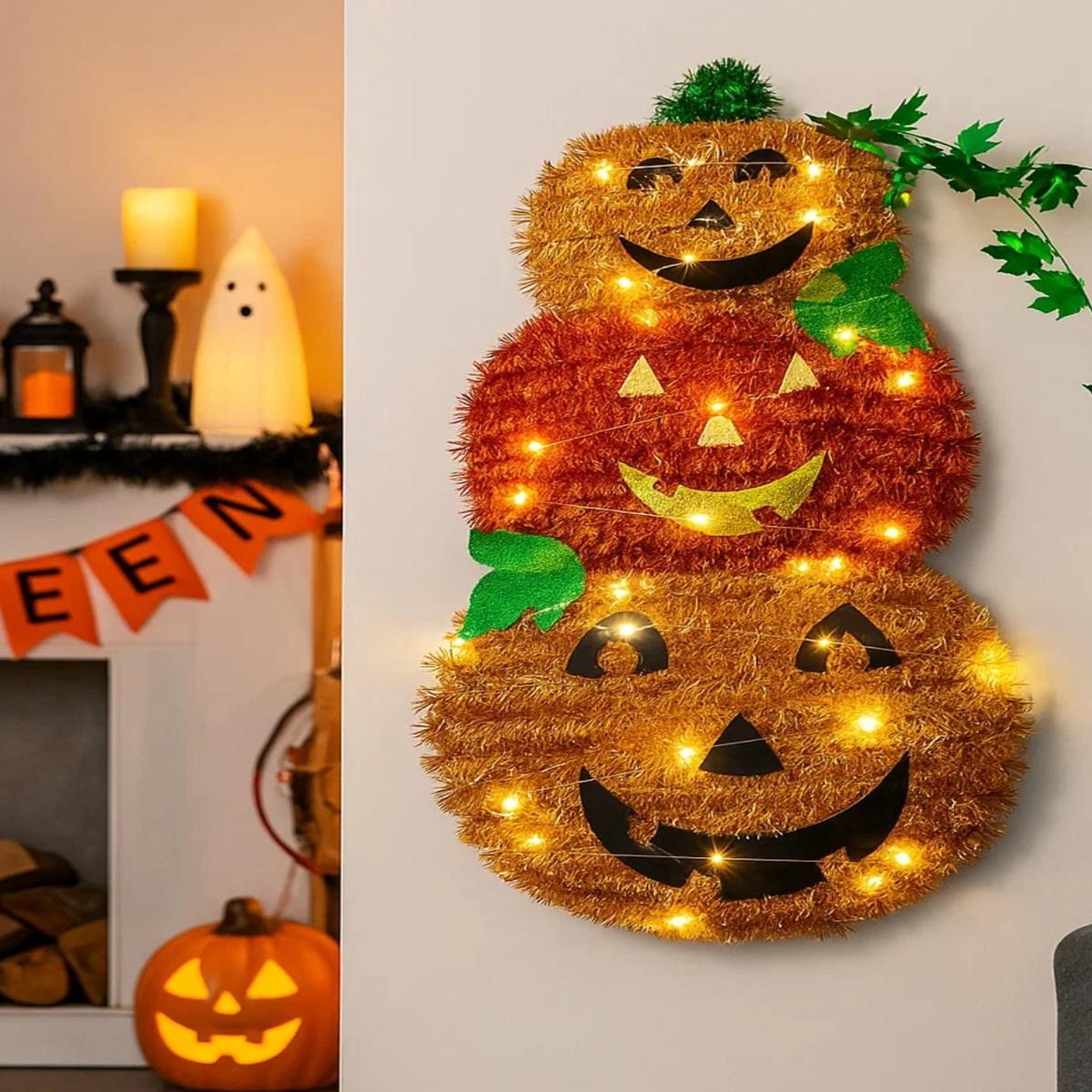 Three-Tier LED Light Up Pumpkin Halloween Decoration