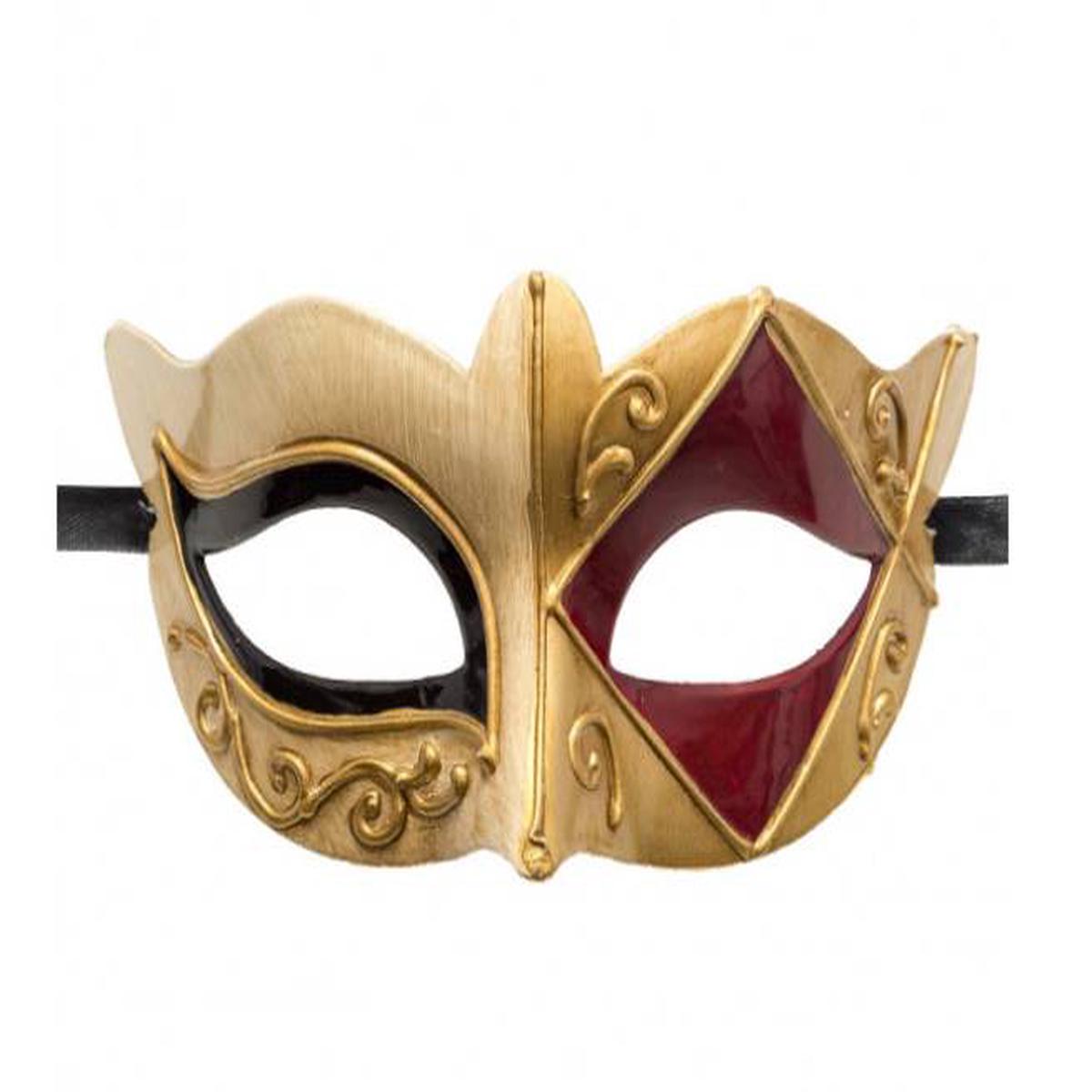 Venetian Carnival Mask with Red and Black Decorations