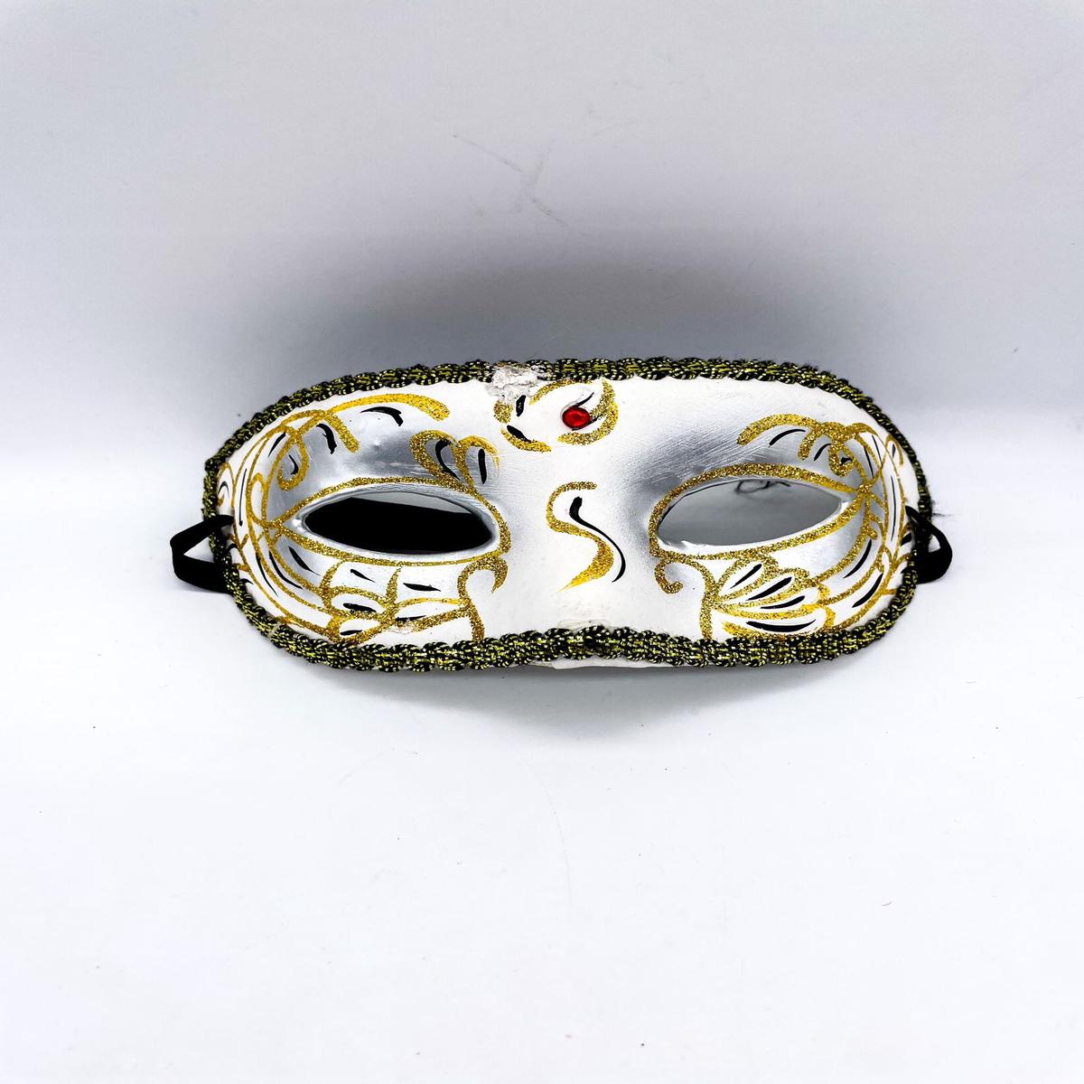 White Venetian Mask with Gold Glitter for Eyes Carnival Masks