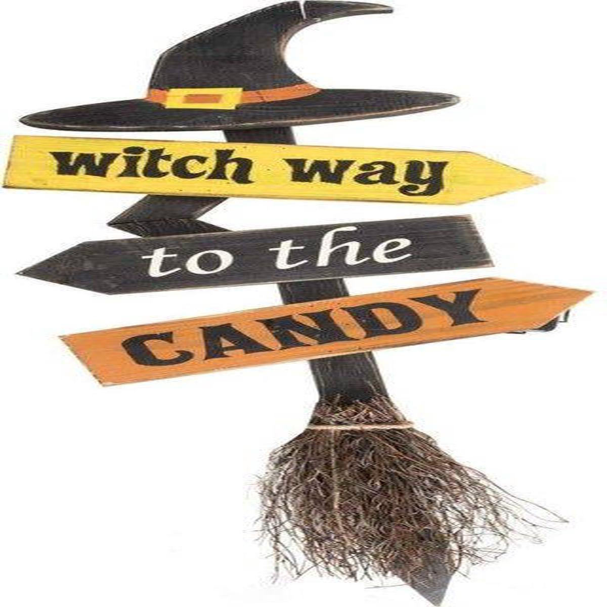 Wooden Broom with Directions 91cm Halloween Ornaments for Home
