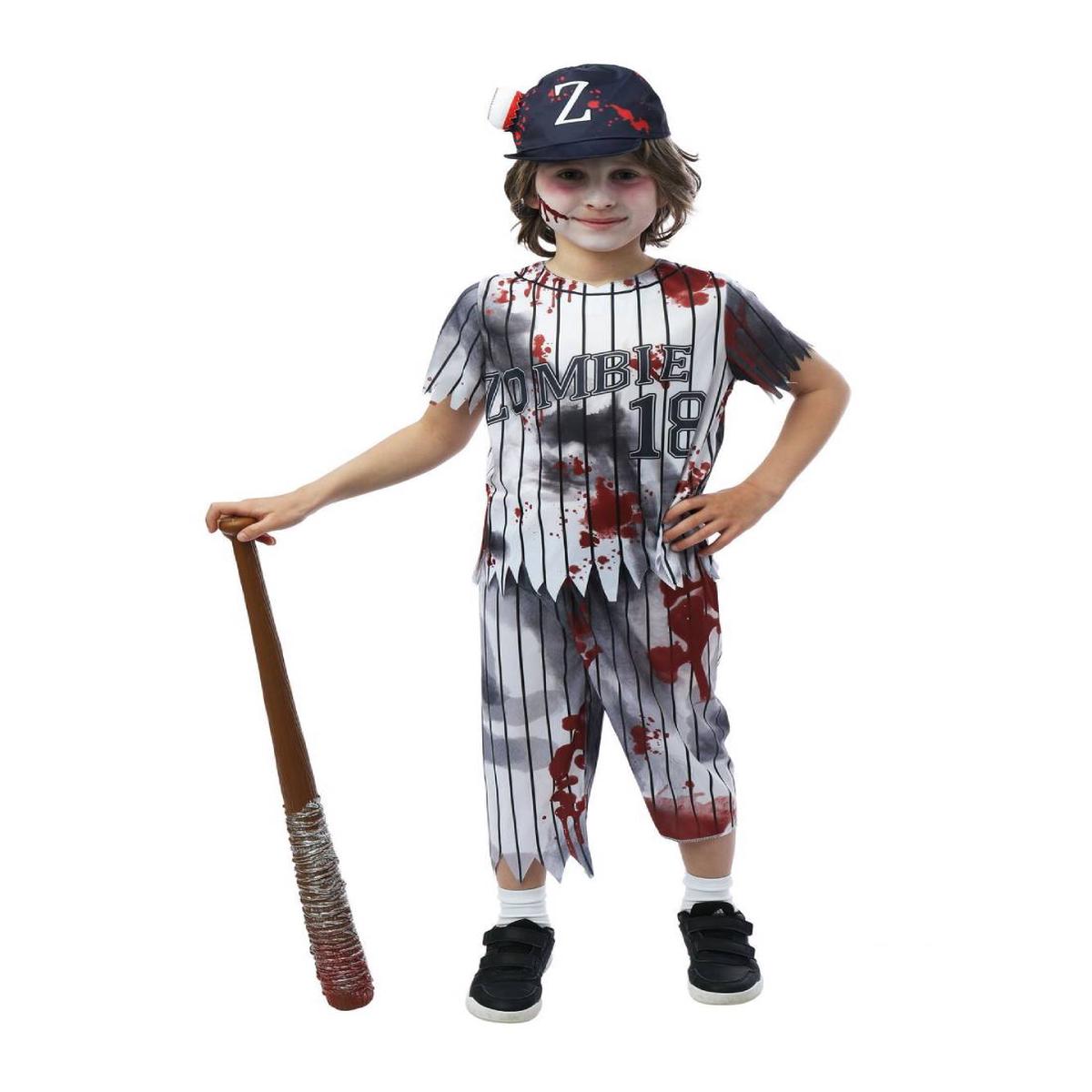 Zombie Baseball Player Halloween Costume for Kids 10-12 Years