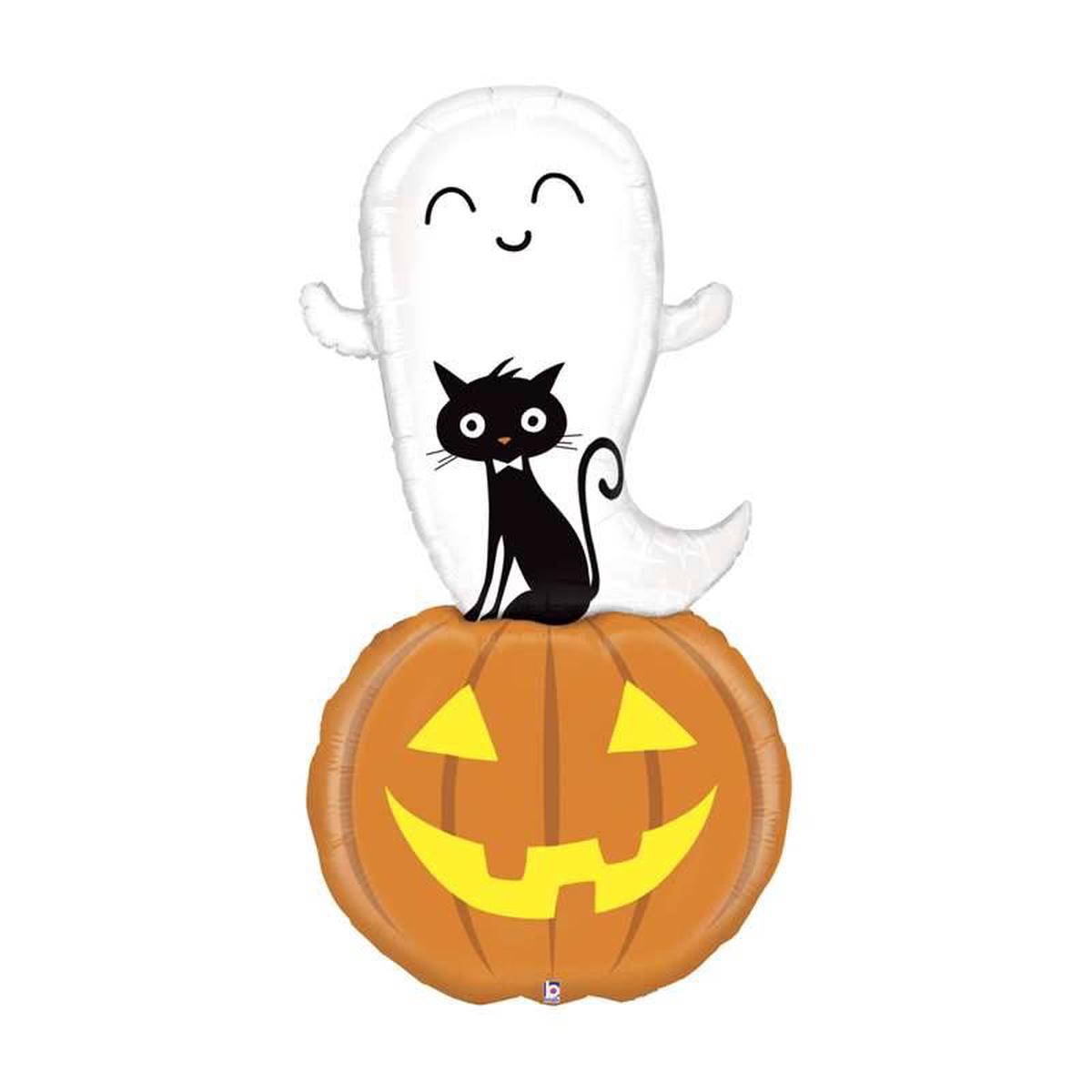 60" Pumpkin and Ghost Halloween Helium Balloon