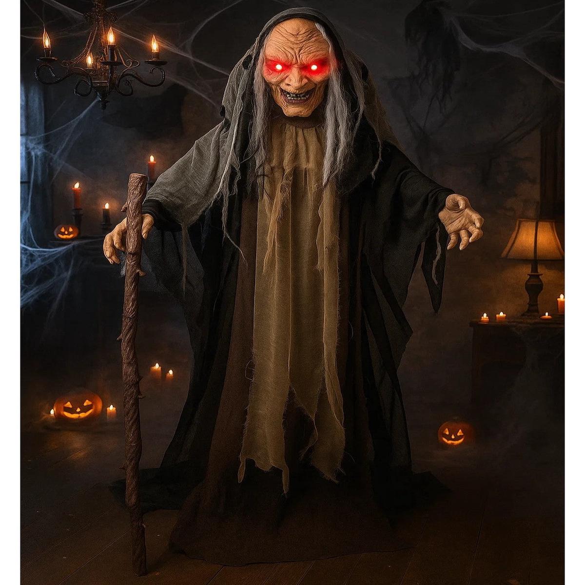Animated Halloween Witch with Sounds and Lights 153cm
