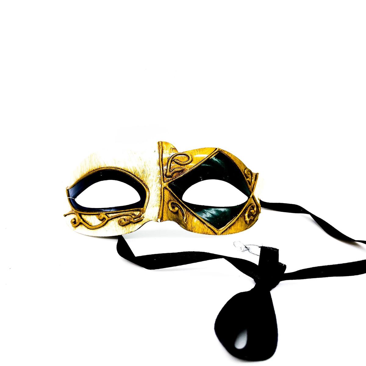 Beige and Black Venetian Eye Mask 18x8cm Carnival Masks
