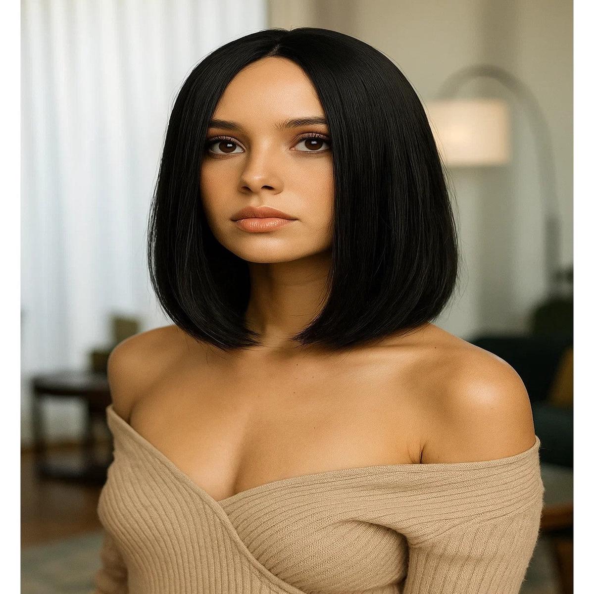 Black Bob Wig 26cm