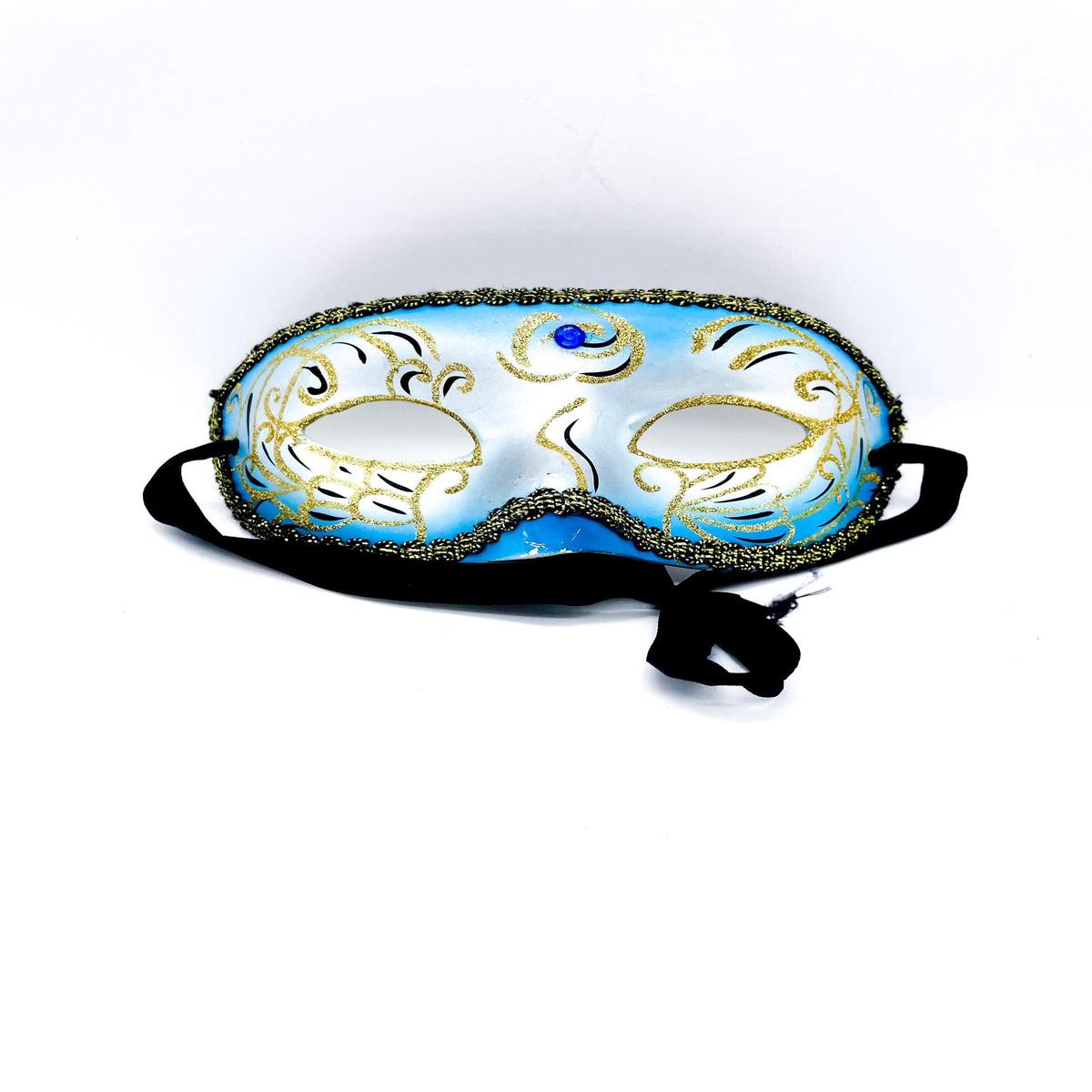 Blue Venetian Mask with Gold Glitter for Eyes Carnival Masks