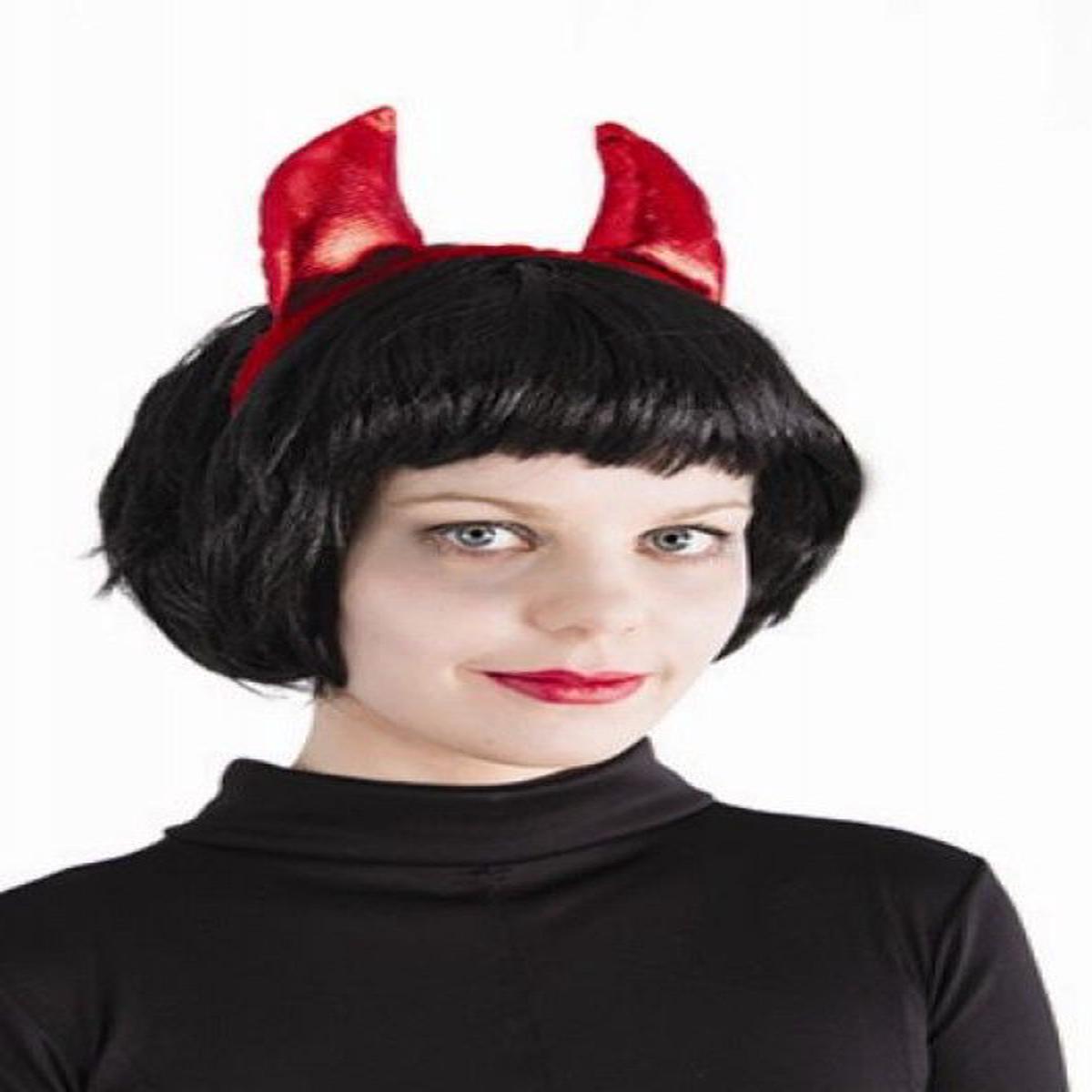 Red Headband with Shiny Horns for a She-Devil Halloween Accessories