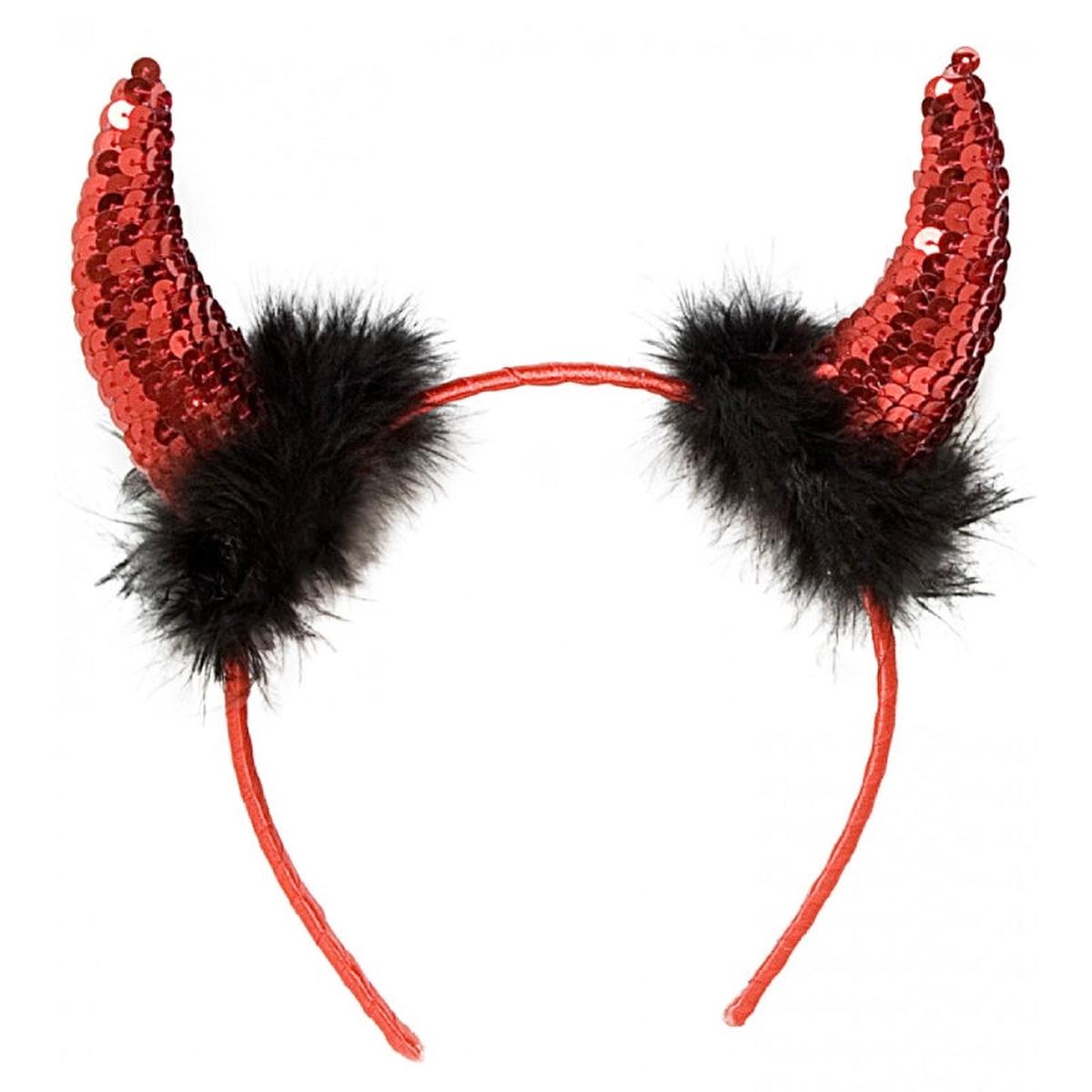 Red Horned Headband with Sequins Halloween Accessories
