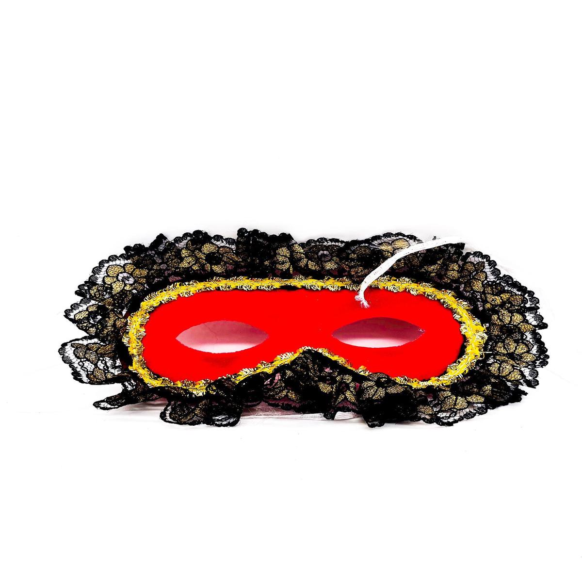 Red Mask with Lace and Gold Eye Decorations Carnival Masks